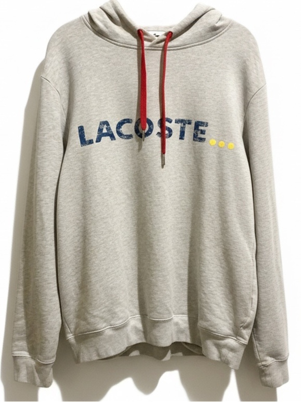 Lacoste Hoodie Men’s XXL 7 Gray Cotton Tennis Prep Distressed Logo Pullover